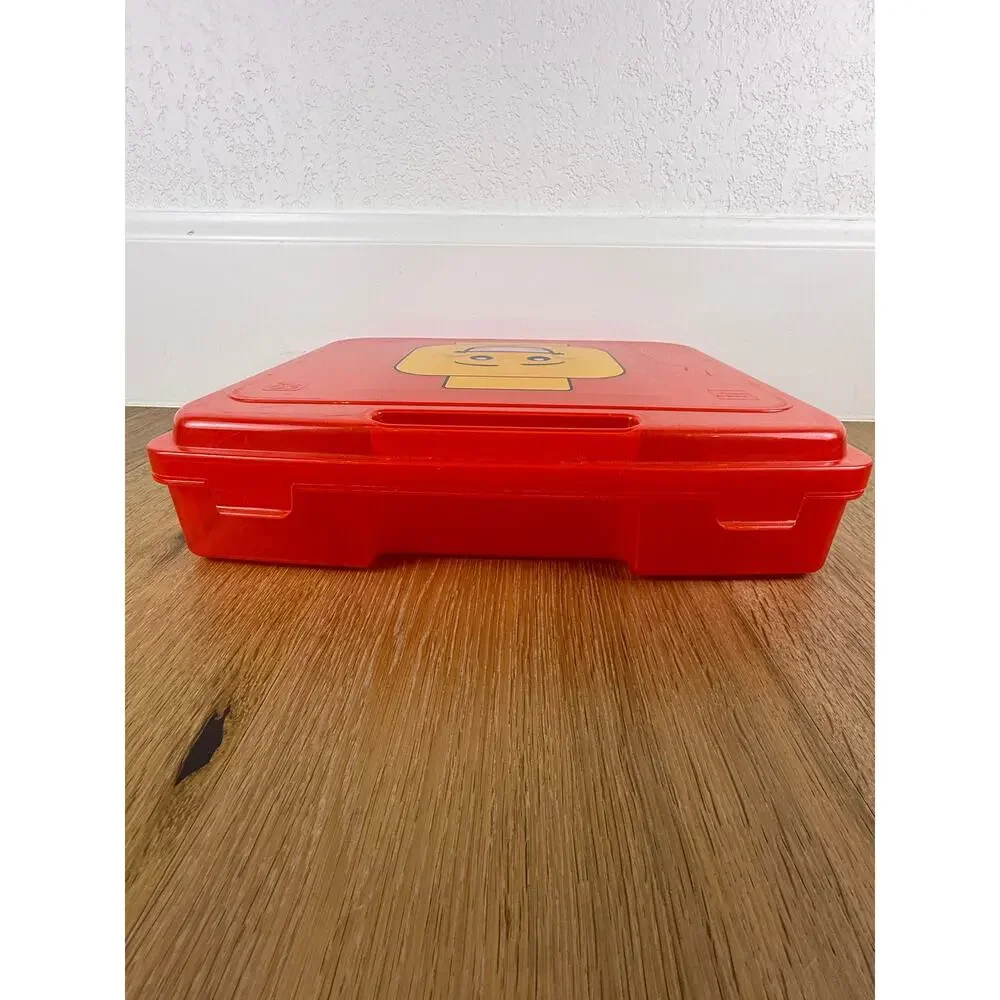 LEGO Minifigure Head Storage Case Gently Used Lot of 2 Red Yellow